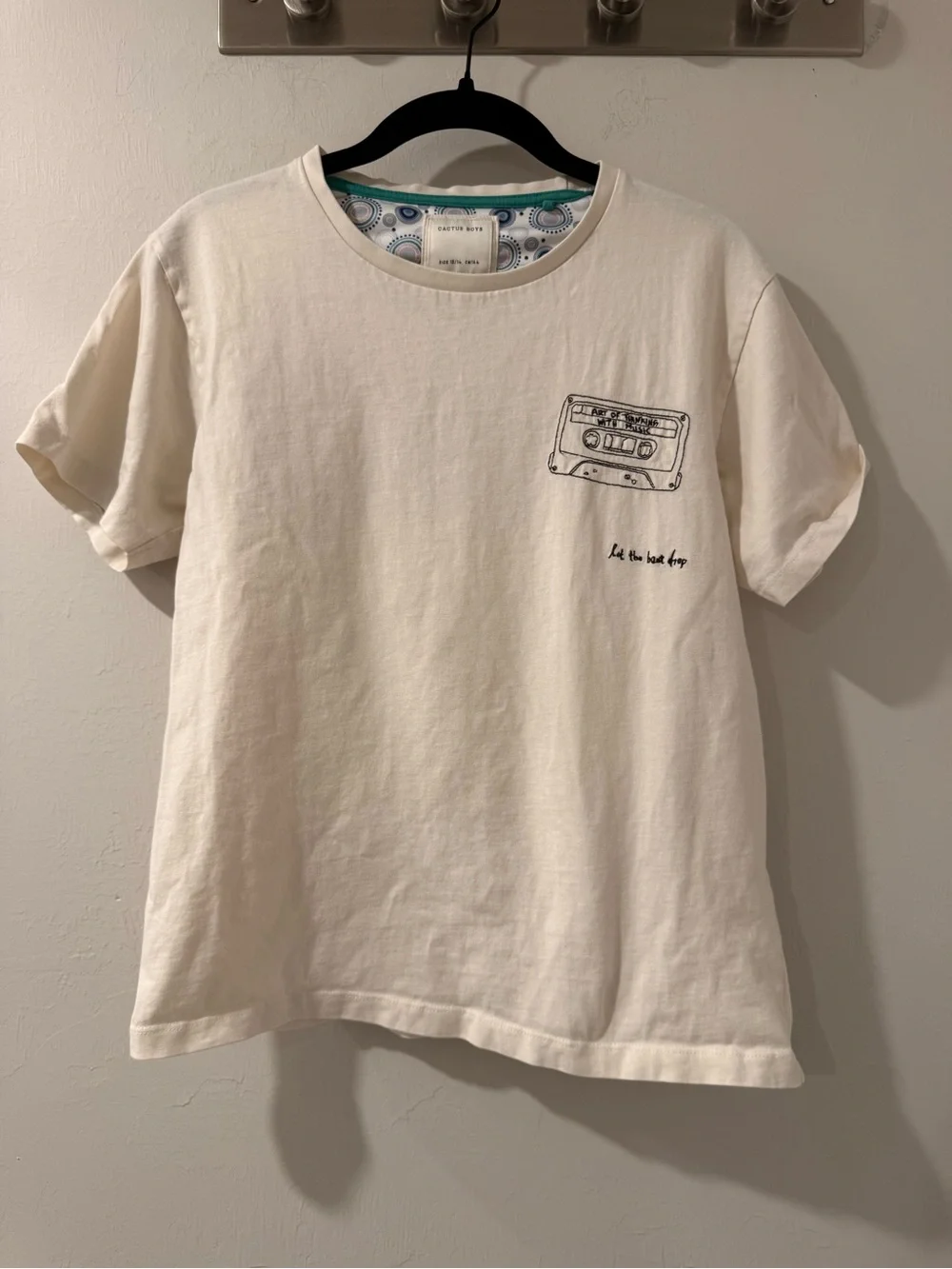 Cactus Cream Short Sleeve Tee with Black Cassette Graphic
